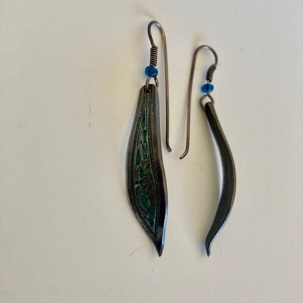 Antique Chinese hair ornaments made into earrings.